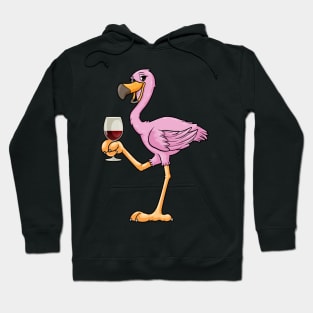 Beautiful flamingo is drinking a glass of wine Hoodie